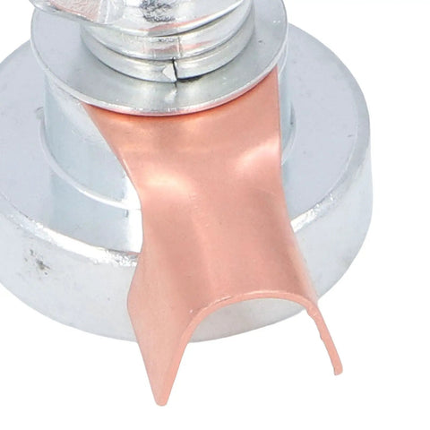 Heavy Duty Magnetic Grounding Clamp For Welders with robust steel base and copper strap for strong connections during welding tasks.