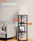Space Saving 4 Tier Corner Shelf Floor Lamp With USB Type C Port 1 Power Outlet And 3CCT LED Bulbs beside sofa