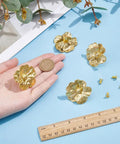 Dope Gold Brass Floral Dresser Knobs 4 Pack Antique Style Cabinet Drawer Pulls with ruler and hand for size comparison