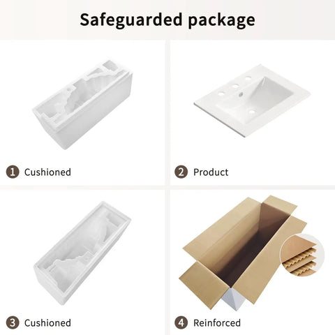 24 Inch Bathroom Vessel Sink, Ceramic Vanity Sink Top with Pre-Drilled Holes packaged with cushioned materials for safe delivery.