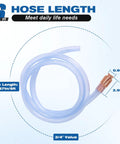 Heavy Duty 3/4 Inch Auto Siphon Hose Tube With 6 Foot Long Flexible Reach, clear tube with copper valve.