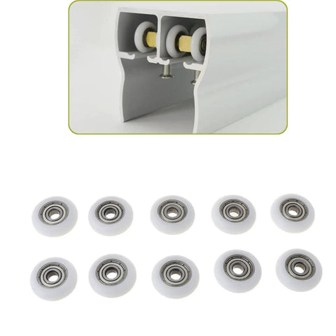 Buttery Smooth 10 Pcs Nylon Pulley Rolling Bearing Wheels For Furniture Drawer And Sliding Door Runner Hardware with visible metal bearings