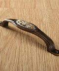 Rose Carved Door Handle For Cabinets And Dressers, Dope Antique Style Metal Cabinet Pull, Lightweight Alloy, curved view