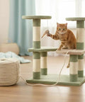 Cat plays on a post wrapped with All Natural Brazilian Sisal Rope Hundred Percent Sisal Chemical Free Ultra Durable For DIY Projects