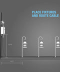 Outdoor Landscape Lighting Transformer 200 Watt With Built In Timer And Photo Eye Sensor setup illustration with lamps
