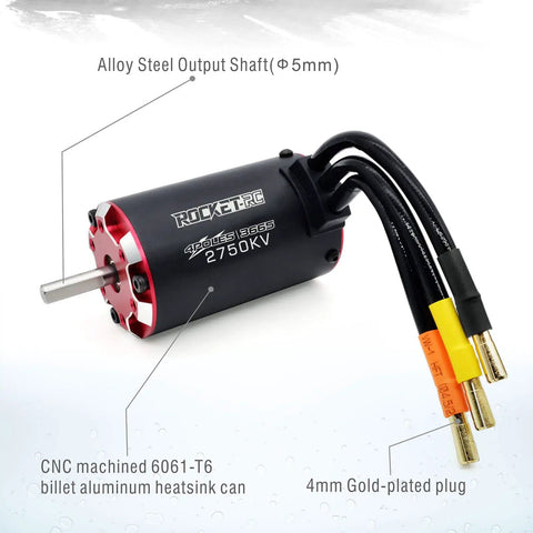 Brushless RC Motor And 110A ESC Combo With 3665 2750KV Waterproof IP67 Upgrade for one-tenth scale RC cars, red aluminum 3665 motor