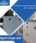 Black Stainless Steel Flush Handles For Sliding Closet Doors Square Recessed Finger Pulls Inner Diameter Two And One Eighth Inches Outer Size Two And Three Quarters Inches 54mm Invisible Screws Ideal For Bypass Pocket Barn And Bi Fold Doors Four Pack shown installed on cabinets