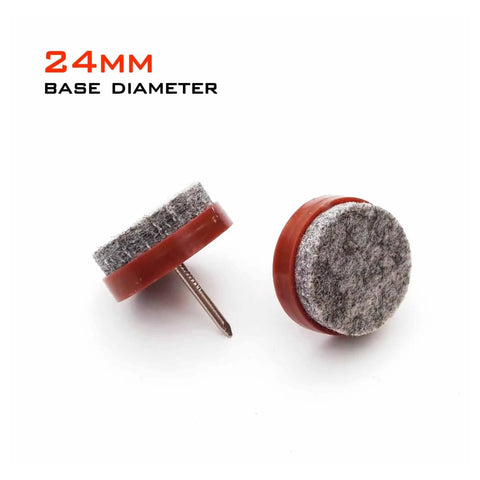 24mm Heavy Duty Chair Leg Floor Protectors 20pcs Brown Round Furniture Feet Pads With Soft Felt Cushions
