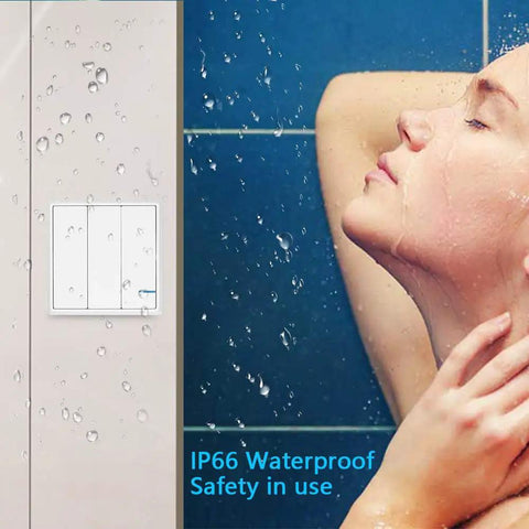 Waterproof Wireless 3 Gang Light Switch Kit With Mini Receiver, IP66, safe for wet environments, for Home Office Hotel Factory.