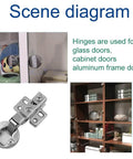 2 Pack Soft Close Hydraulic Glass Door Hinges For Cabinets And Wine Racks 35mm Round Hole Cover Hinges displayed on cabinet