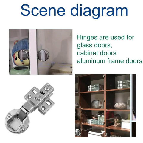 2 Pack Soft Close Hydraulic Glass Door Hinges For Cabinets And Wine Racks 35mm Round Hole Cover Hinges displayed on cabinet