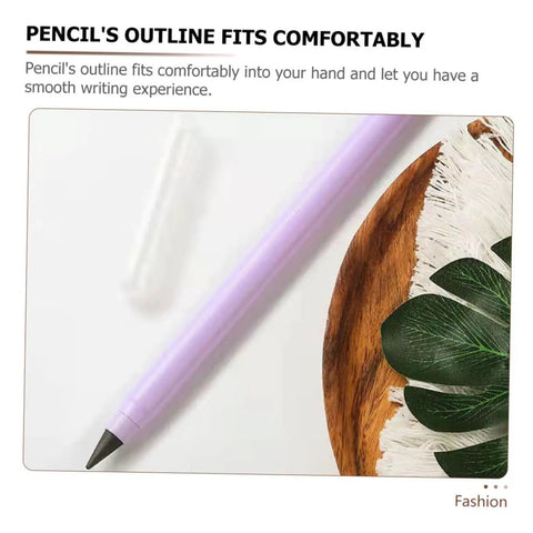 Close-up of macaron purple Everlasting Reusable No Sharpening Pencils Set for Students and Artists on textured surface.