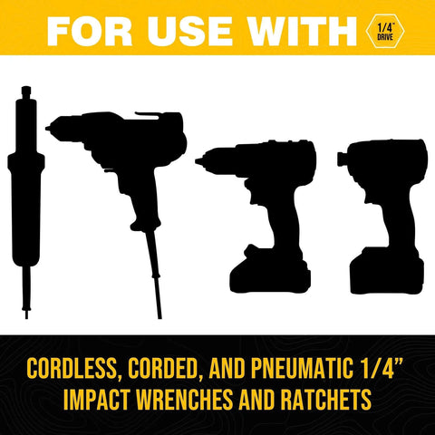 Front view of TGFTGF 24-piece hex bit set for 1/4 drive; silhouettes of drills and bits.