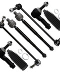 8 Piece Front Suspension Kit With Outer And Inner Tie Rod Ends And Sway Bar End Links For 2011-2019 Ford Explorer And 2013-2019 Police Interceptor Utility Replacement Built Tough For Daily Driving, black steel parts with boots and clamps