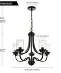 Affordable Luxury Five Light Farmhouse Chandelier In Classic Black Finish With Adjustable Industrial Pendant Lighting And Clear Glass Shades