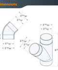 Dimensions of parts in 2-1/2 Inch Dust Collection Fittings Kit With Clear Connectors, Blast Gates And Stainless Steel Hose Clamps For Building A Three Machine Dust System In Your Shop