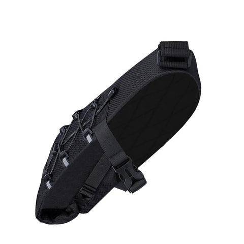 Rainproof 5.8L Bike Saddle Bag With Expandable Storage And Reflective Straps, side view showing polyester nylon construction