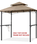 Grill Gazebo Replacement Canopy Top for Model LGG001PSTF Beige Waterproof 100 Percent Polyester Fabric Meets CPAI 84 Fire Retardant Standard Fits Outdoor Grill Shelters, shown on a metal frame