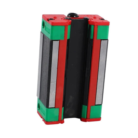 Built Right Heavy Duty Steel Linear Motion Guide Sliders 2Pcs 20Mm Hgh20Ca Rail Blocks, featuring red and green accents with smooth gliding surface.