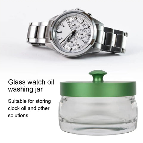Pro Grade Glass Watch Movement Cleaning Jar With Spill Proof Lid Durable Oil Washing Container For Horologists And Watchmakers Leak Proof Glass Body For Safe Easy Watch Repair And Maintenance