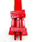 Close-up of the red hydraulic ram on the Heavy Duty 12 Ton Hydraulic Engine Hoist Cherry Picker Crane.
