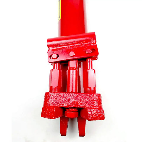 Close-up of the red hydraulic ram on the Heavy Duty 12 Ton Hydraulic Engine Hoist Cherry Picker Crane.