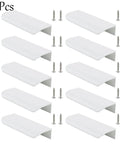 White 3.94 Inch Curved Edge Finger Pulls 10 Pack For Cabinets And Dressers 64mm Hole Centers Aluminum Alloy Back Mount Concealed Handles