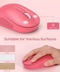 Hot Pink Typewriter Style Wireless Keyboard And Mouse Combo With Round Keycaps, Retro Candy Color, on various surfaces
