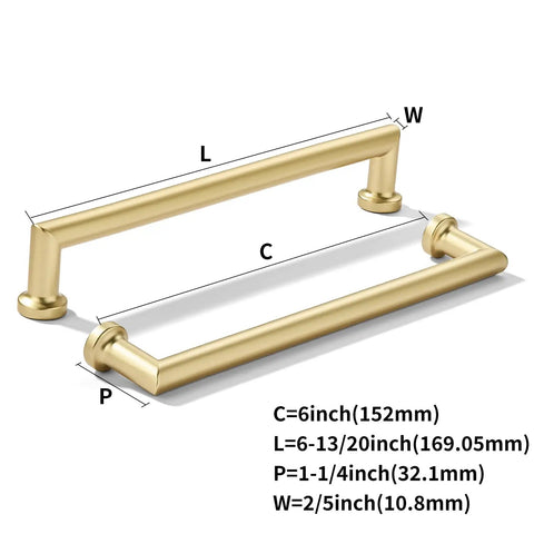 2 Pack Of 6 Inch Matte Gold Cabinet Pulls With Brushed Satin Finish For Kitchen Cabinets And Bathroom Drawers, solid zinc alloy material.