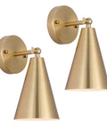 Gold Brass Wall Sconces Set Of 2 With Dope Adjustable Swing Arm Lamps And Metal Shades Modern Farmhouse Style Indoor Wall Lighting