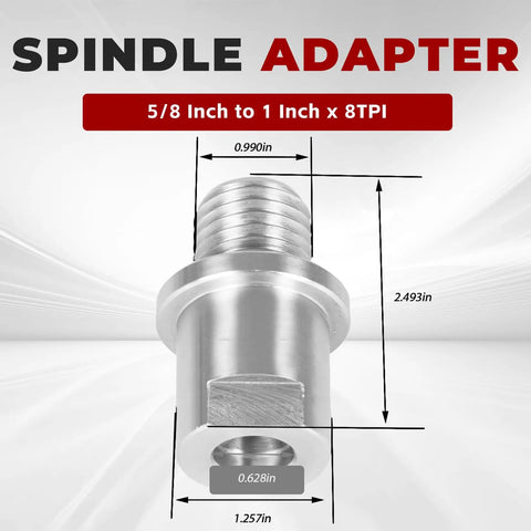 Lathe Spindle Adapter Converts Five Eighths Inch Spindle To One Inch By Eight TPI Threads For Your Woodworking Lathe, 45 steel