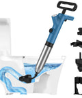 Straight Up High Pressure Toilet Plunger With Real Time Gauge in action, showing water flow in toilet for quick unclogging.