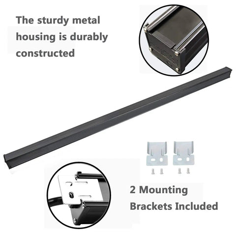 Beefy 16 Outlet Heavy Duty Power Strip With 15 Foot Extension Cord Metal Build Circuit Breaker Mounting Brackets Included Industrial Workshop Grade ETL Certified Black, showing metal housing and brackets