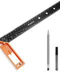 Top Shelf 16 Inch Woodworking Square Ruler Featuring Dead On Sixteenth Inch Markings And Retractable Edge Support for precise angle layouts.
