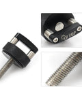 Black Quick Release Hard Top Bolts With Integrated D Ring Mount And Thumb Screws For Jeep Wrangler JK 2007 2018 JL 2018 2022 And Gladiator JT Replacement Kit No Hassle Install Heavy Duty Aluminum Construction close-up showing bolt and D-ring mount.