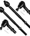 Four Piece Front Suspension Kit With Inner Tie Rod End And Outer Tie Rod End Fits Chevy Traverse 2009 2017 Buick Enclave 2008 2017 Saturn Outlook 2007 2010 Reliable Steering Linkage Upgrade For Smoother Handling, black steel tie rods