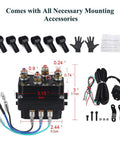 Beefy 12V 250A Winch Relay Solenoid Contactor Thumb Switch Kit with accessories and wiring diagram