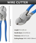 Beefy Heavy Duty Battery Cable Lug Crimping Tool With Cutter Rotatable Jaw Six Crimp Sizes 10 8 6 4 2 1 AWG, blue handle
