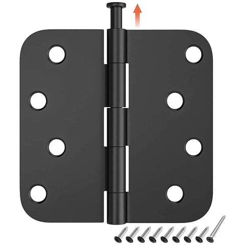Three Pack Four Inch Door Hinges With Five Eighths Inch Radius Corners Matte Black Finish For Interior And Exterior Doors Includes Screws