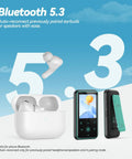 Clip On 64GB MP3 Player With Bluetooth 5.3 FM Radio And Voice Recorder Up To 128GB With Micro SD Model M2 shown with earbuds