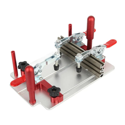 Coping Sled For Router Table With Adjustable Clamp Pro Grade Safety Push Sled Rail Coping Jig showcasing clamps and dust shield