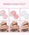 HEMA Free Builder Gel Nail Kit With 3 In 1 Protein Primer, Base Coat, Top Coat, And 3 Pink Milky White Shades for French Nude Finish