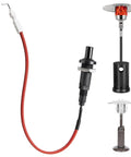 Piezo Igniter With Cable For Outdoor Heaters, Replacement Part For Most Outdoor Round Stand Up Propane Heaters And Mini Tabletop Gas Heaters, Black, CSA Certified Ceramic Sparker Cable, 36cm shown with heater examples