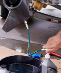 Lower Unit Gear Oil Pump Outboard Oil Change Kit With Three Eighths Inch Metal Swivel And 8mm And 10mm Adapters in use on boat