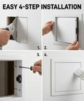 Easy installation steps for Top Tier Aluminum Access Panel For Drywall Featuring No Sweat Push To Open Flush Mount Latch, 18X32.