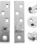 Heavy Duty Stainless Steel Pivot Door Hinge Set, Two Pairs With 360 Degree Rotation, Hidden Pivot Hinge For Doors And Cabinets, Fits 20-40mm Thick Planks, Silver Finish, Built Tough, showing close-up of hinge detail and silver finish.