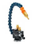 Top Shelf Pneumatic Lathe Cooling Sprayer Built For Hardcore Shop Floor Machining Operations Featuring Bombproof Durability And Swappable 300Mm Plus 400Mm Blue Nozzles To Keep Your Coolant Flowing Smooth Daily - Close-up of YS-BPV-3000 nozzle and air connector.