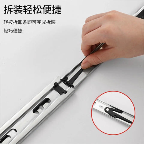 Adjusting Beefed-Up 16 Inch Drawer Slide Rails With Thickened Ball Bearing Three-Track Layout, Color 4515 Black