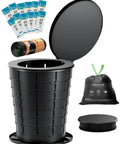 Heavy Duty Portable Folding Toilet For Camping And Travel with lid, waste bags, and gel packs ideal for RV hiking, 400 lb capacity.