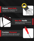 Riveted brass ends, non-slip handle, and precision sharpener of 55 Inch High Limb Rope Saw With 360 Rope Chain For Manual Tree Limb Cutting Dual Sided Blades Ergonomic Handles Ultra Easy Jam Free Quick Cut Pocket Chainsaw With Carrying Case.
